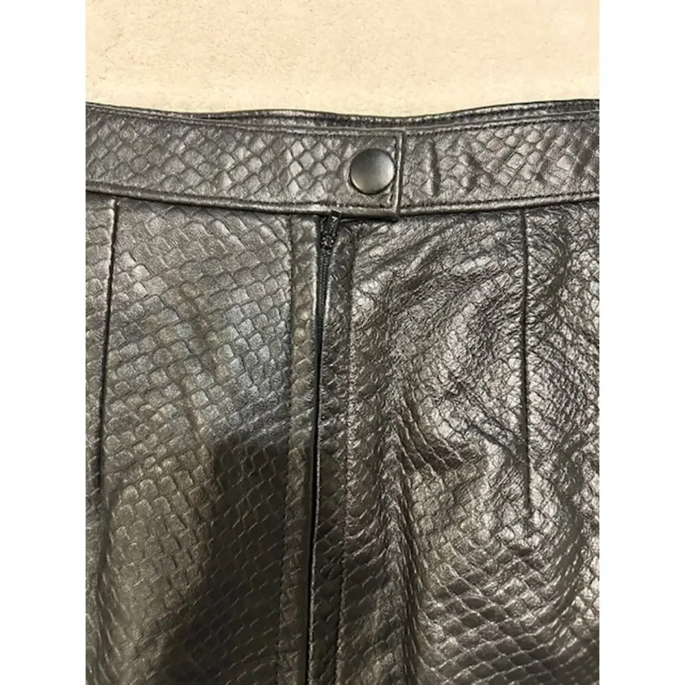 WILSONS Black Genuine Leather Luxe Snake Reptile Textured Skirt Vintage MEDIUM